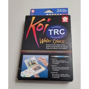 Sakura Koi Pocket Field Sketch Box 24 Half Pans Water Colors Portable Art &Brush